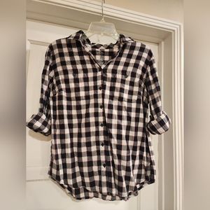 St Johns Bay Black, White & Red Plaid Button Down Shirt